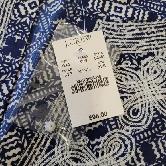 NWT J. CREW | Embroidered Tunic Blouse Top | Sz. XXS - Picture 3 of 6